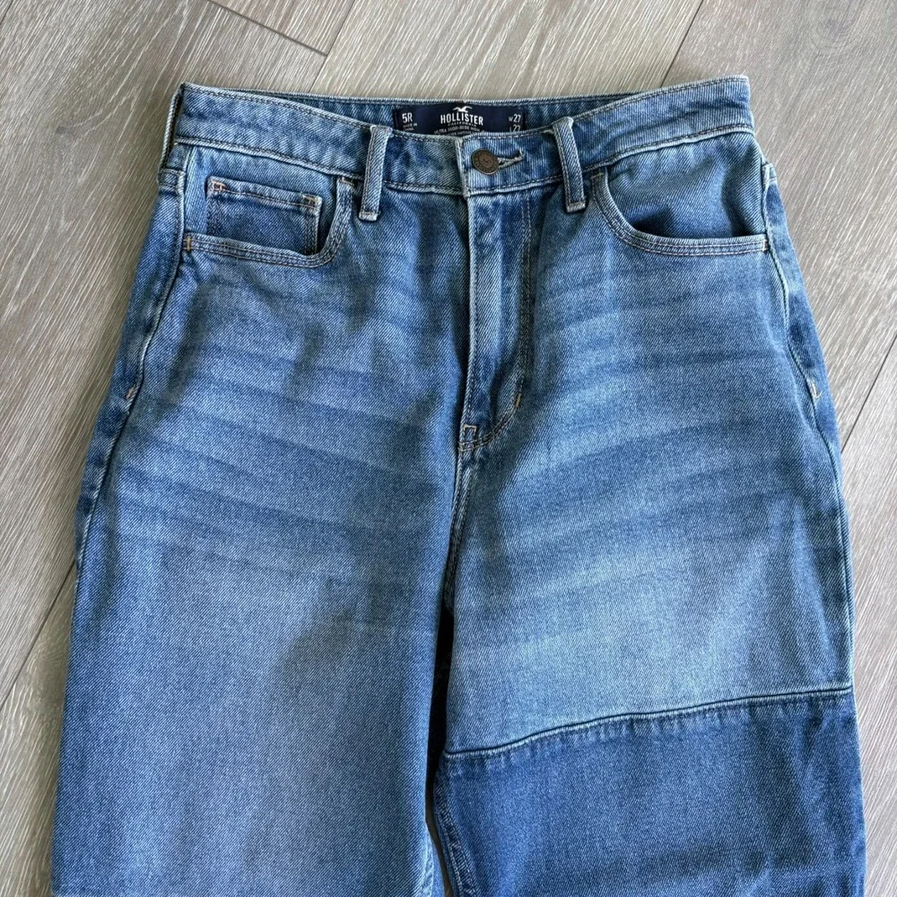 Hollister Womens Blue Denim Patchwork Ultra High-Rise Mom Jeans Size 5R (27x27)